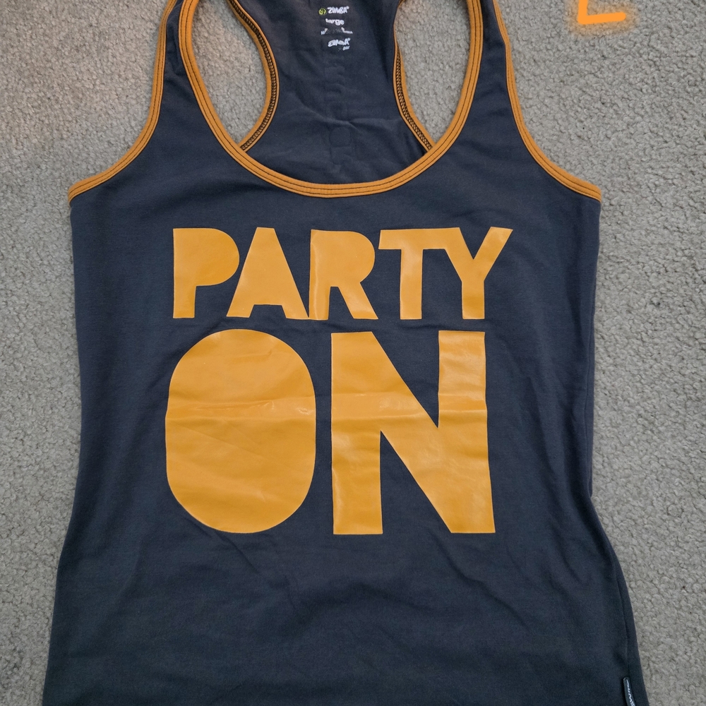 Zumba Fitness Party On Tank Top - Zumba Gold - Dark Gray And Orange